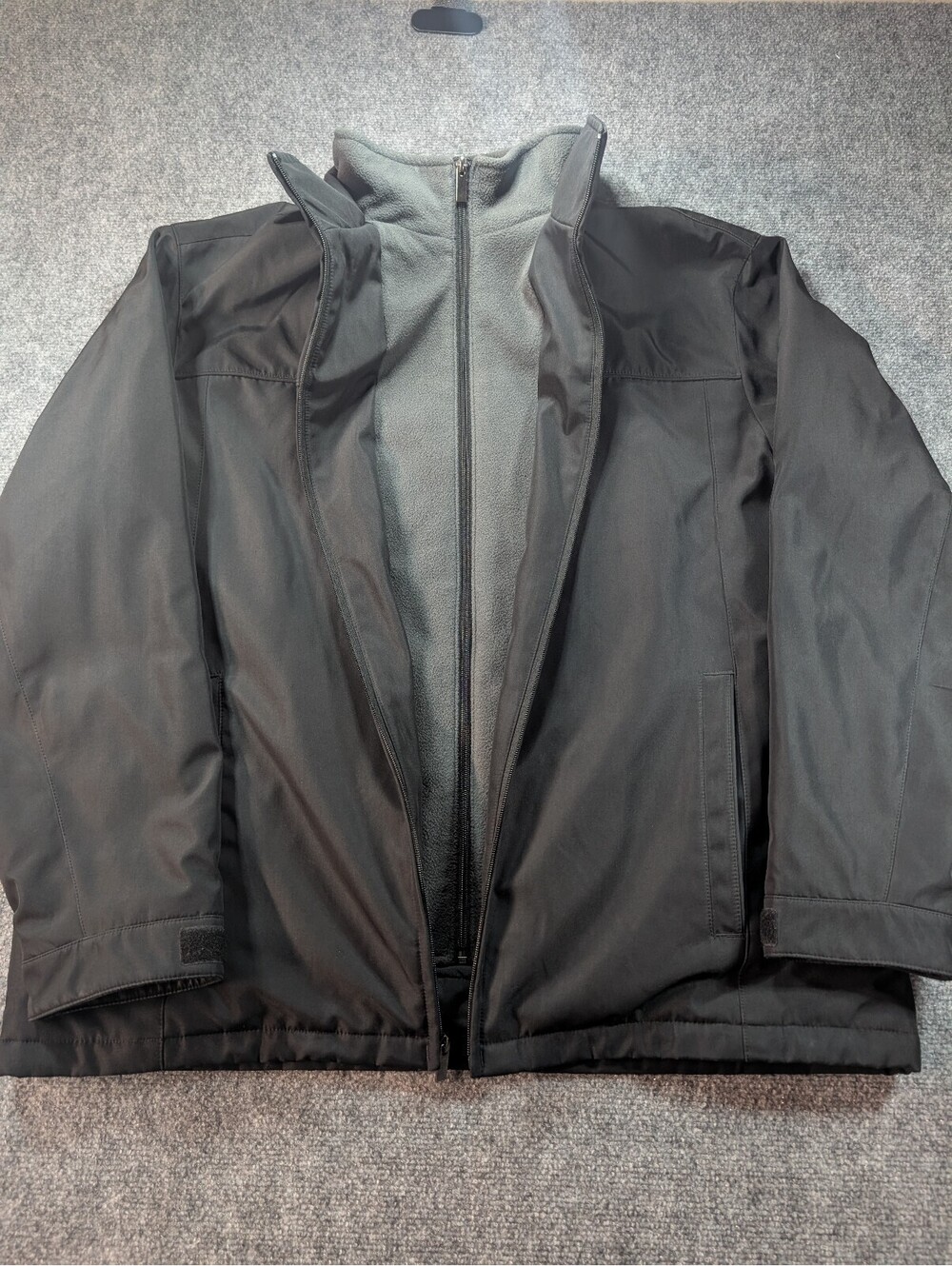 Croft and Barrow Mens XL Black Weatherproof Jacket 2 Layers Fleece Lining